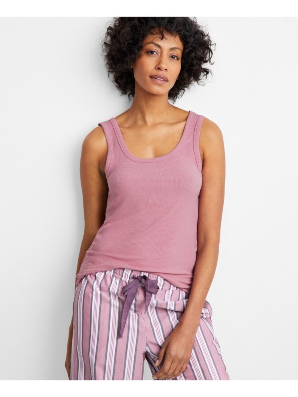 State of Day Women's Ribbed Modal Breathable Sleep Tank Top Pink Plus Size 1X